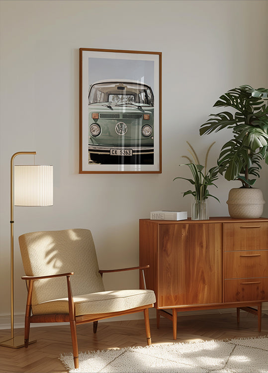 Classic Design In Soft Green Tones Cars Plakat