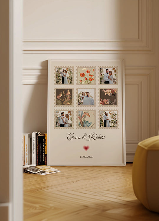 Elegant Wedding Photo Collage Personalized Plakat