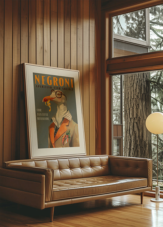 Vintage Art Deco Negroni Of A Fancy Seagull Plakat