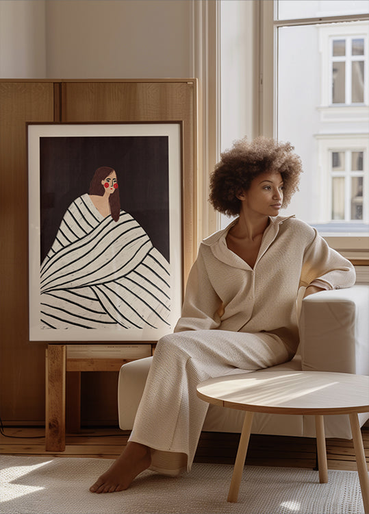The Woman With Black and White Stripes Plakat