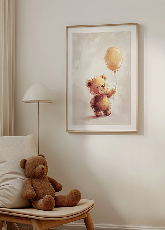 Teddy Bear and Balloon Plakat