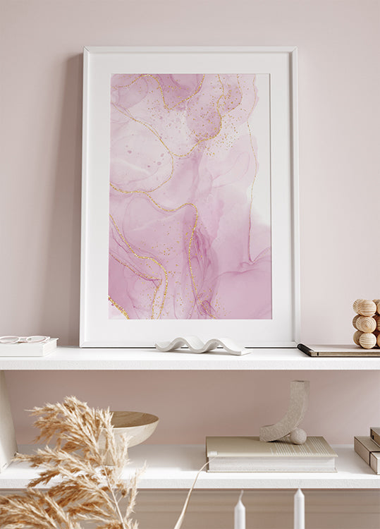 Pink Marble With Gold Plakat