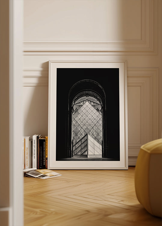 Musée du Louvre Pyramid Black & White Plakat