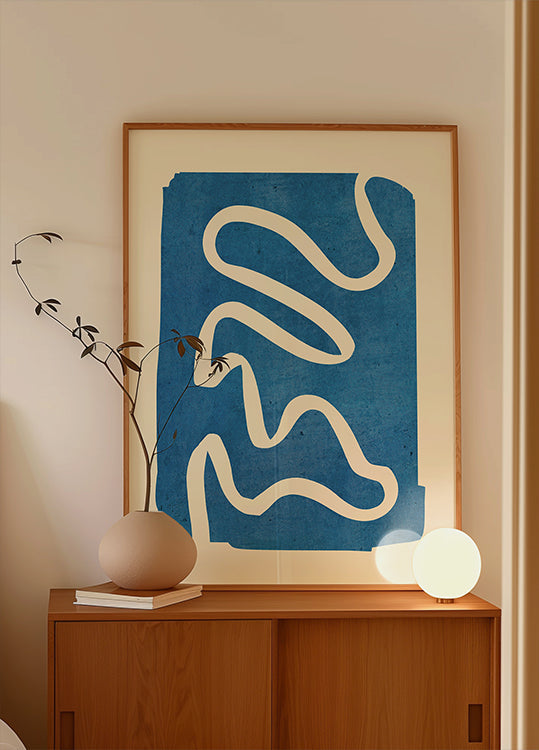 Geometric Abstract Minimal Blue Plakat