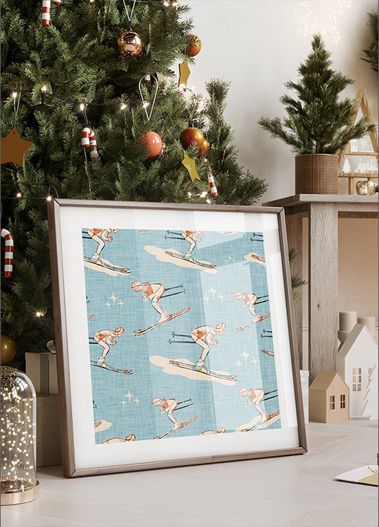 Winter Sports   Retro Vintage Ski Blue.png Plakat