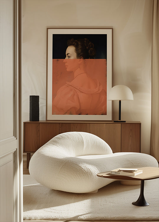 Altered Portrait of Woman Orange Modern Art - Posterbox