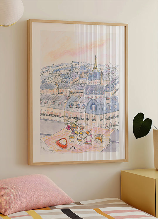 Parisian Rooftop Picnic With Eiffel Tower Views - Posterbox