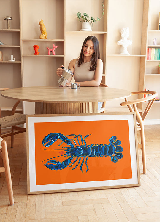 Lobster On Orange Plakat