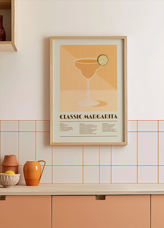 Classic Margarita Cocktail, Recipe Art Plakat