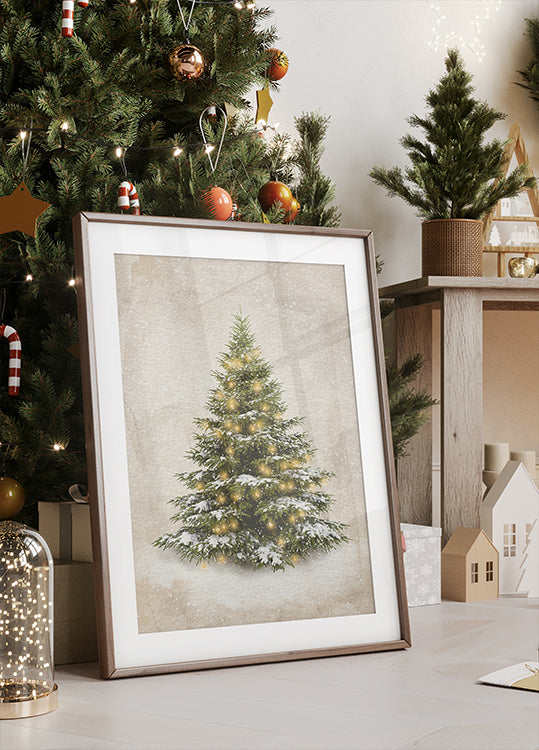 Vintage Christmas Tree Plakat