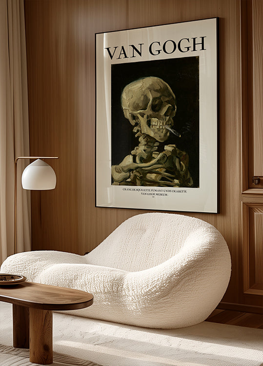 Head of a skeleton with a burning cigarette Plakat