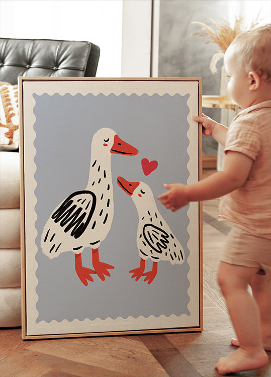 Mother duck and duckling Plakat