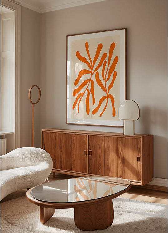 Orange Stylized Branches Plakat