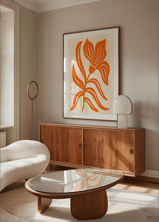 Abstract  Orange Stylized Tulip Plakat