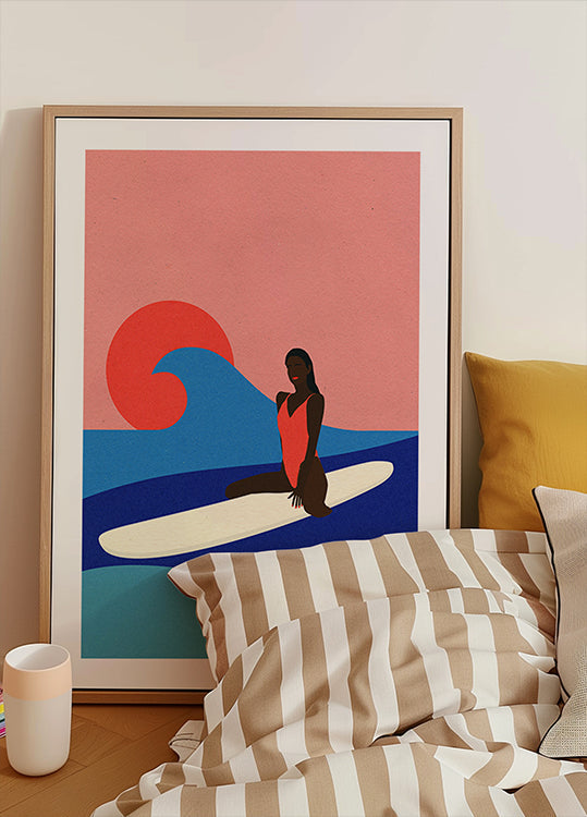 Girl On a Surfboard Plakat