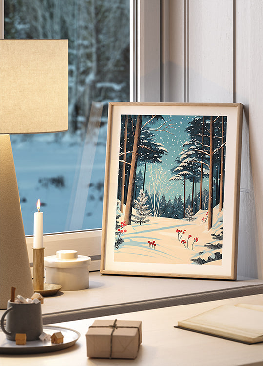 Christmas Snowy forest Plakat