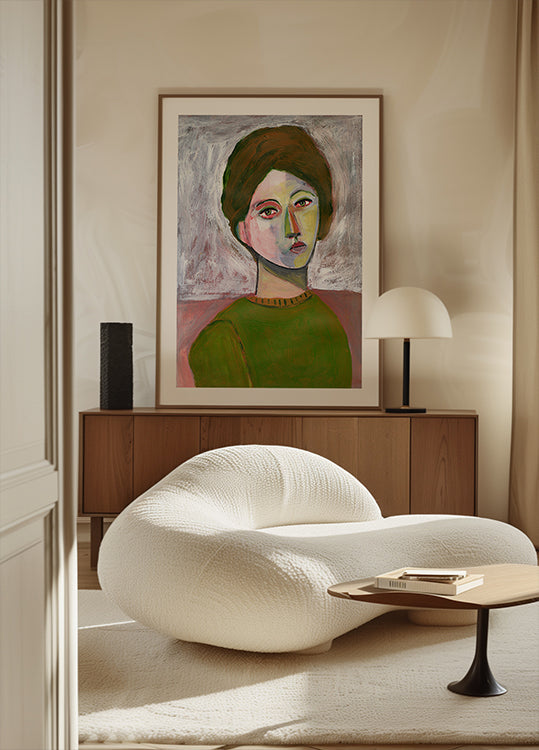 The woman in the green sweater