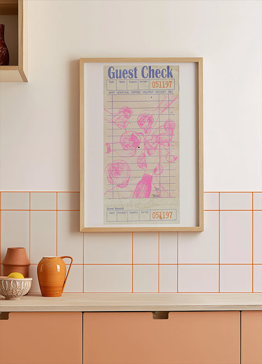 Cheers Guest Check Pink Plakat