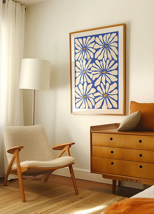 Sunny Floral Blue Plakat