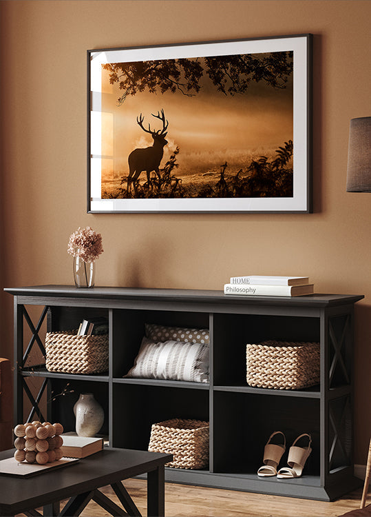 Red Deer Stag in the Mist Plakat