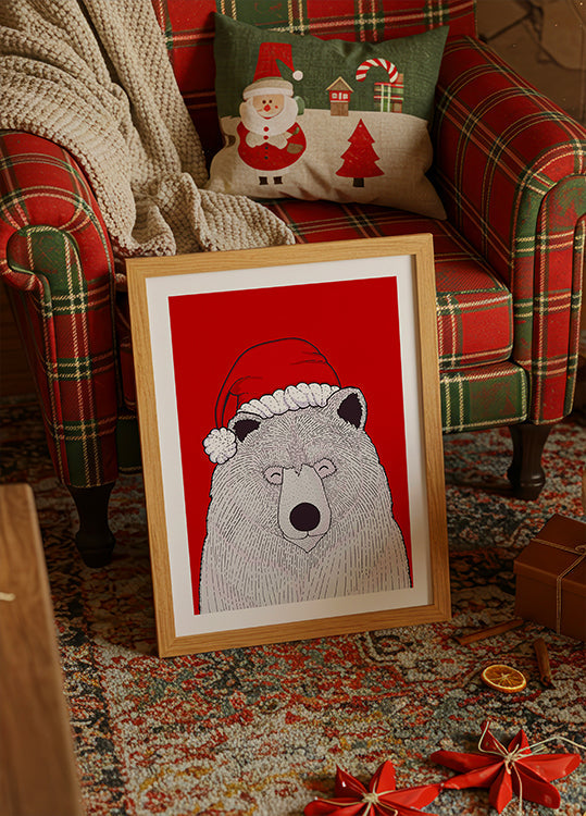 Santa red bear Plakat