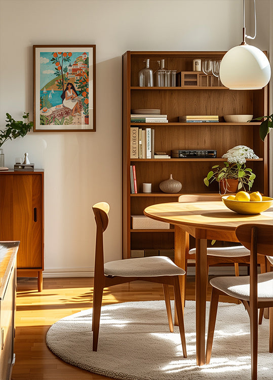 Travel poster woman in Mediterranean coast