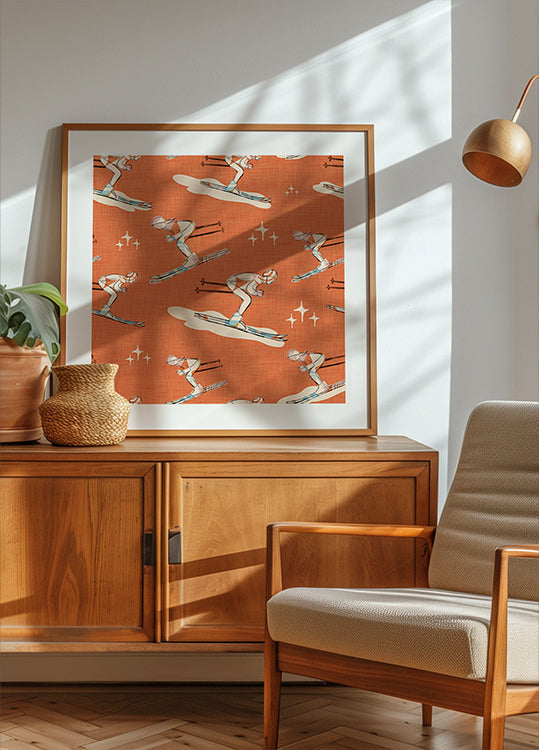 Winter Sports   Retro Vintage Ski Blue.png Plakat