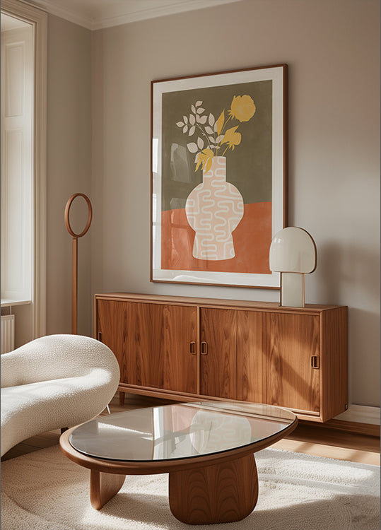 Stylized Vase With White Patterns Plakat