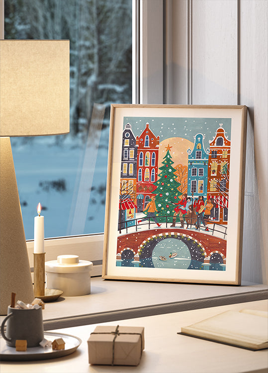 Snowfall in Amsterdam Plakat