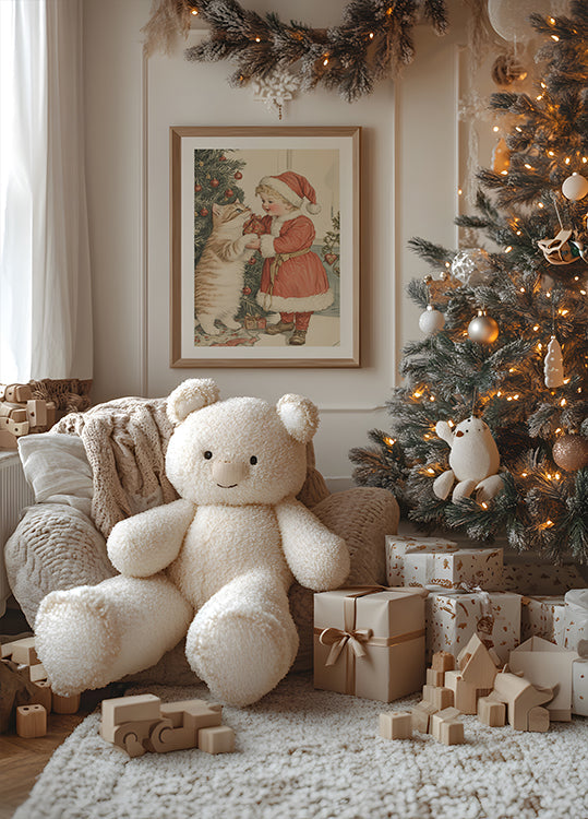 Christmas Kid and Cat Plakat