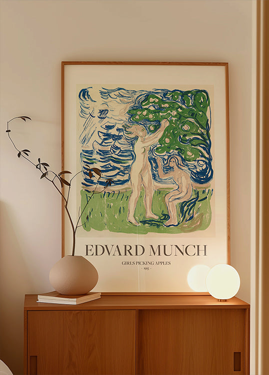 Girls Picking Apples Plakat