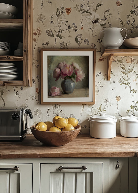 Pivoines En Rose Plakat