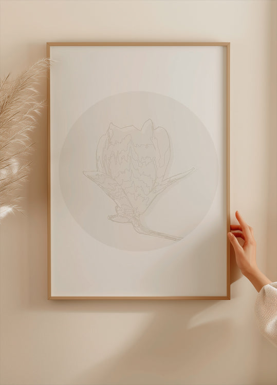 Magnolia Elegance, Botanical Line Art Plakat