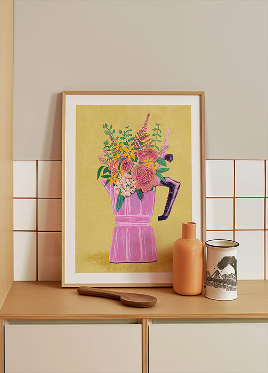 Espresso Maker with Flowers