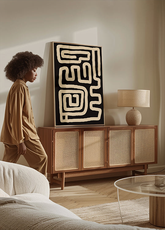 Beige Maze Lines Plakat