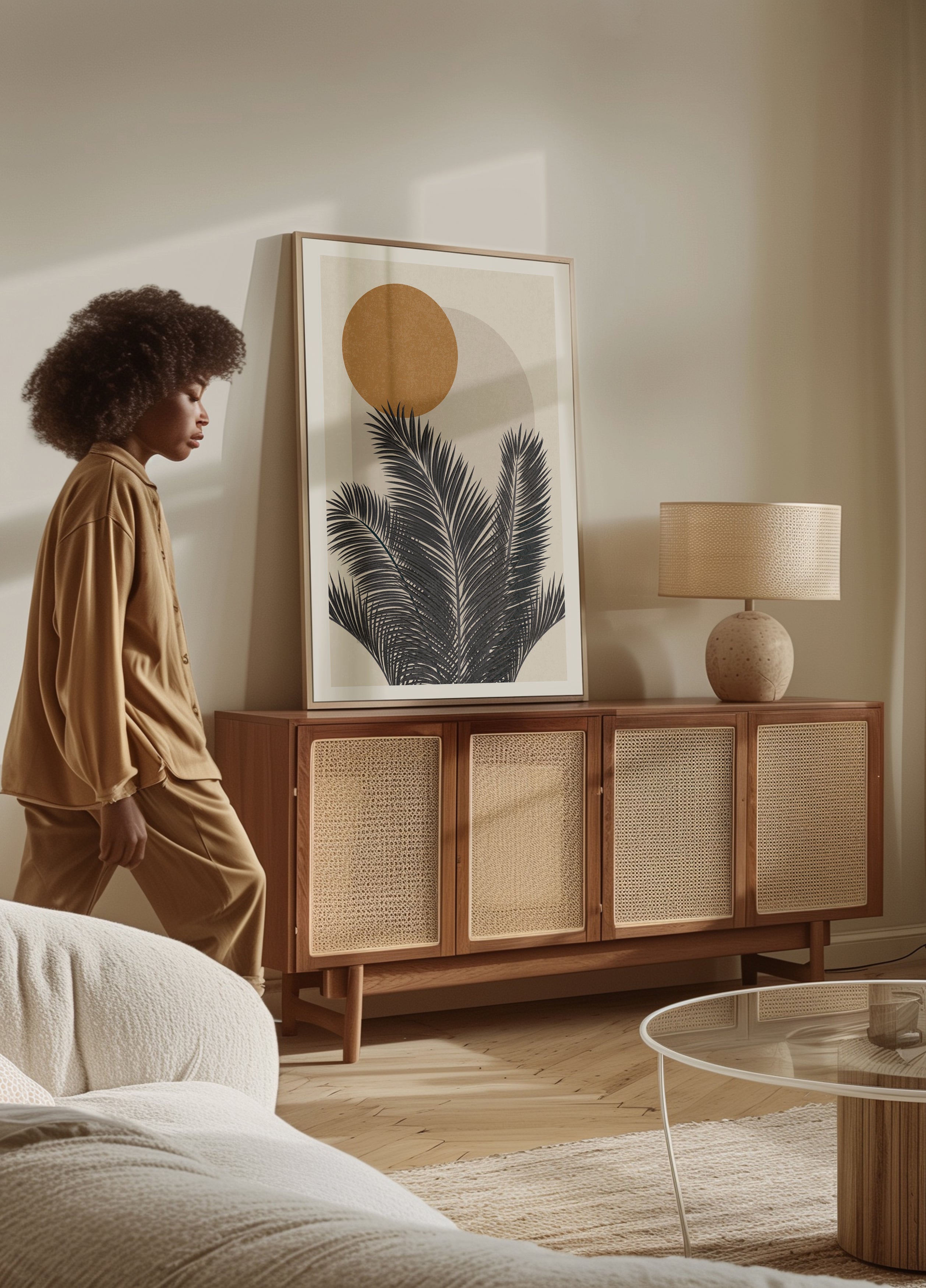 Palm and Sun, Botanical Abstract Plakat