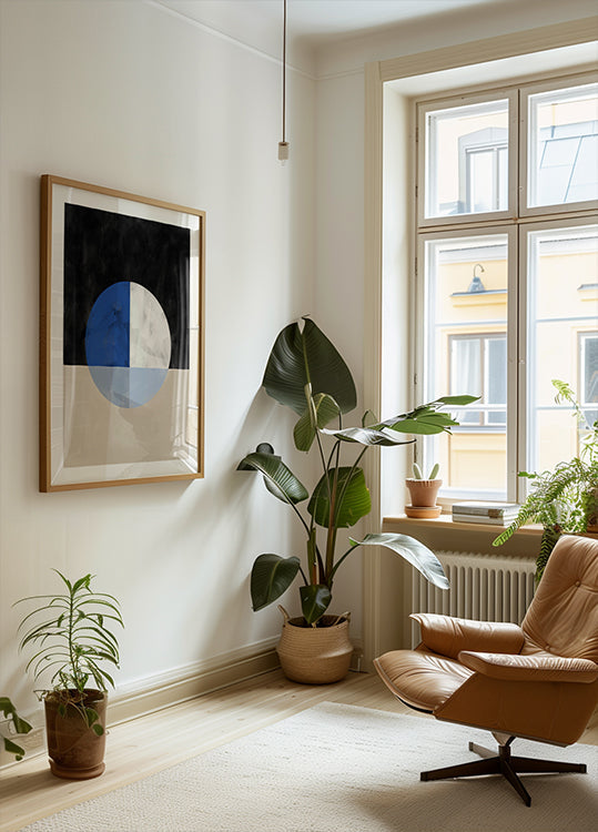 Isected Circle with Blue and White Quadrants Plakat