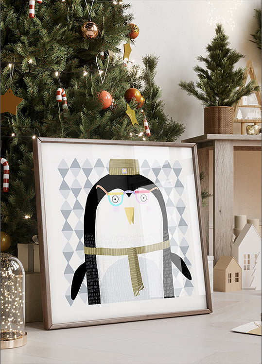 Cute Penguin With Wooly Hat By Artist Carla Daly Plakat