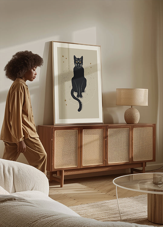 Moon Cat, Mystical Black Cat Plakat