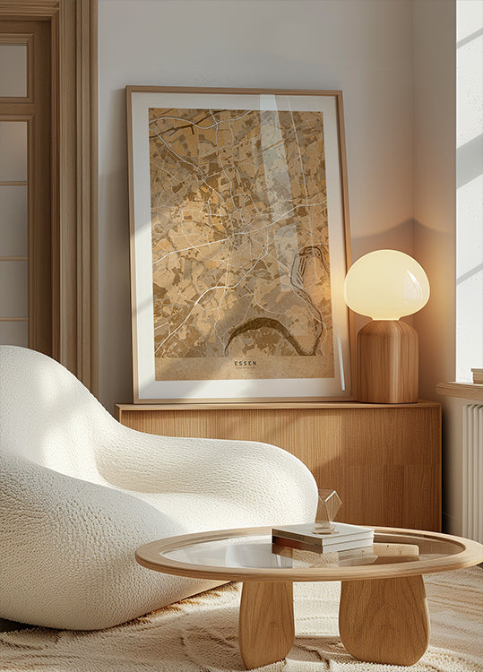 Sepia vintage map of Dresden downtown Germany Plakat