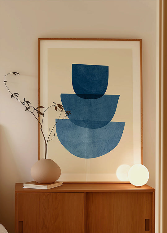 Geometric Abstract Shapes Blue Plakat