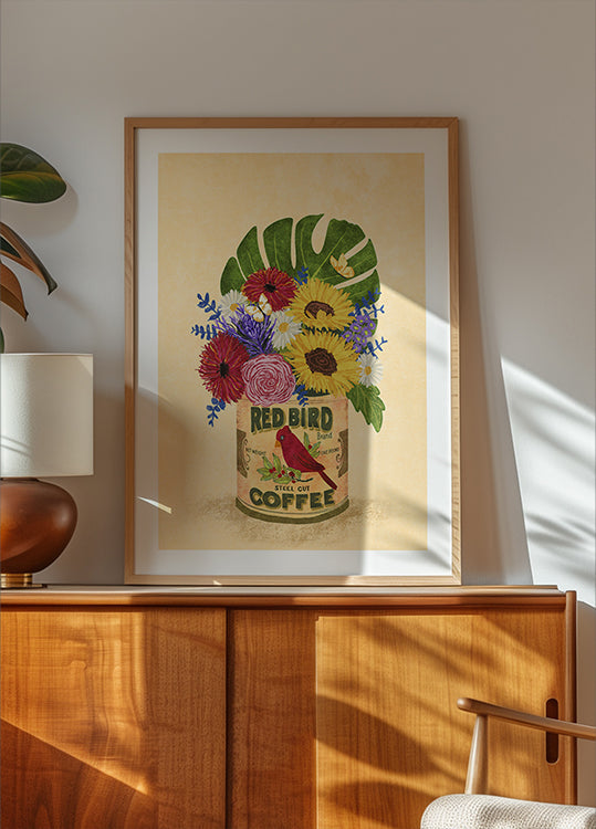 Flowers In a Vintage Coffee Can Plakat