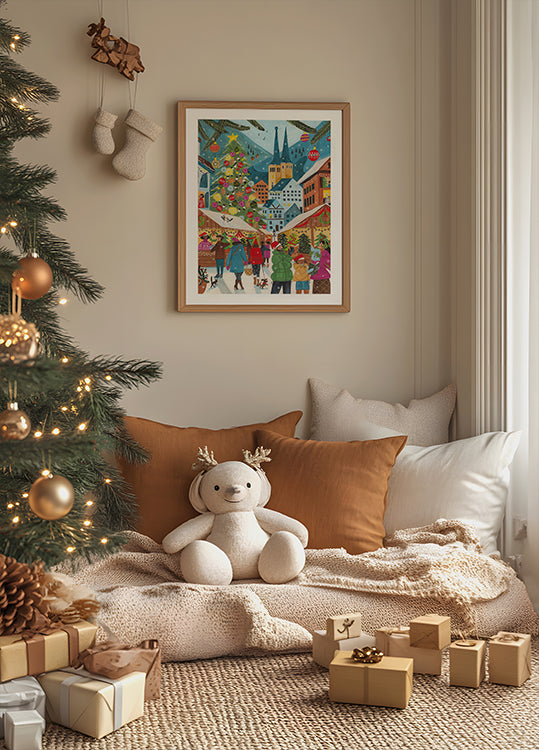 Christmas Market in the Village Plakat