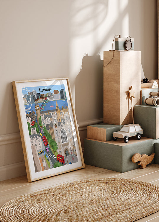 London City with View of the Thames River and Big Ben by Artist Carla Daly Plakat