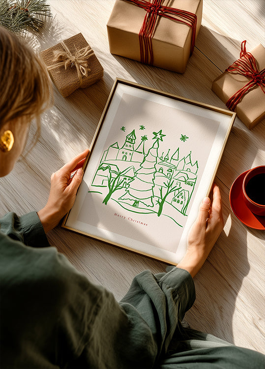 Merry christmas town Plakat