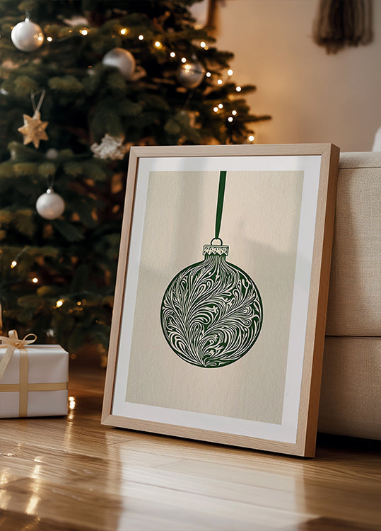Olive Green Christmas Bauble Plakat