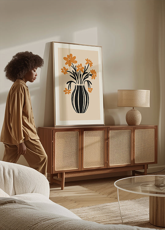 Orange Vase Flowers Plakat