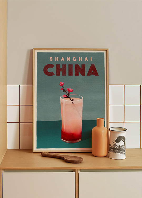 Travel Cocktail Shanghai China Plakat