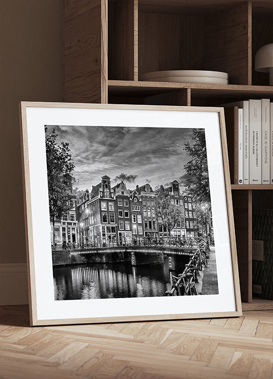 AMSTERDAM Idyllic impression from Singel - Monochrome Plakat