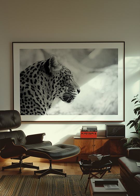 Leopard in Profile, Black & White Plakat